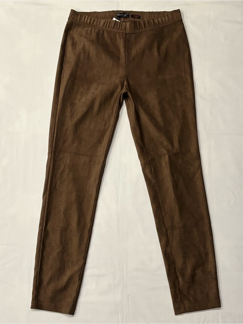 Robell Enie Faux Suede Trousers Pull On Pants Leggings Size 10 Tan Brown NWT